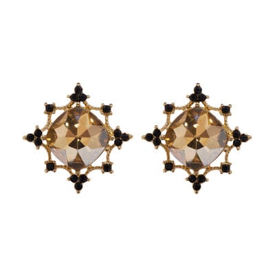 Yellow and black gem stud earrings